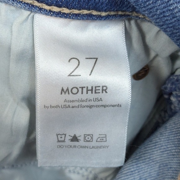 Mother The Mid Rise Dazzler Ankle Fray High Waisted Jeans Blue Raw Hem Womens 27 - Picture 10 of 11